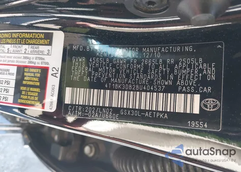 2011 Toyota Avalon Base from USA, damaged, VIN 4T1BK3DB2BU404537